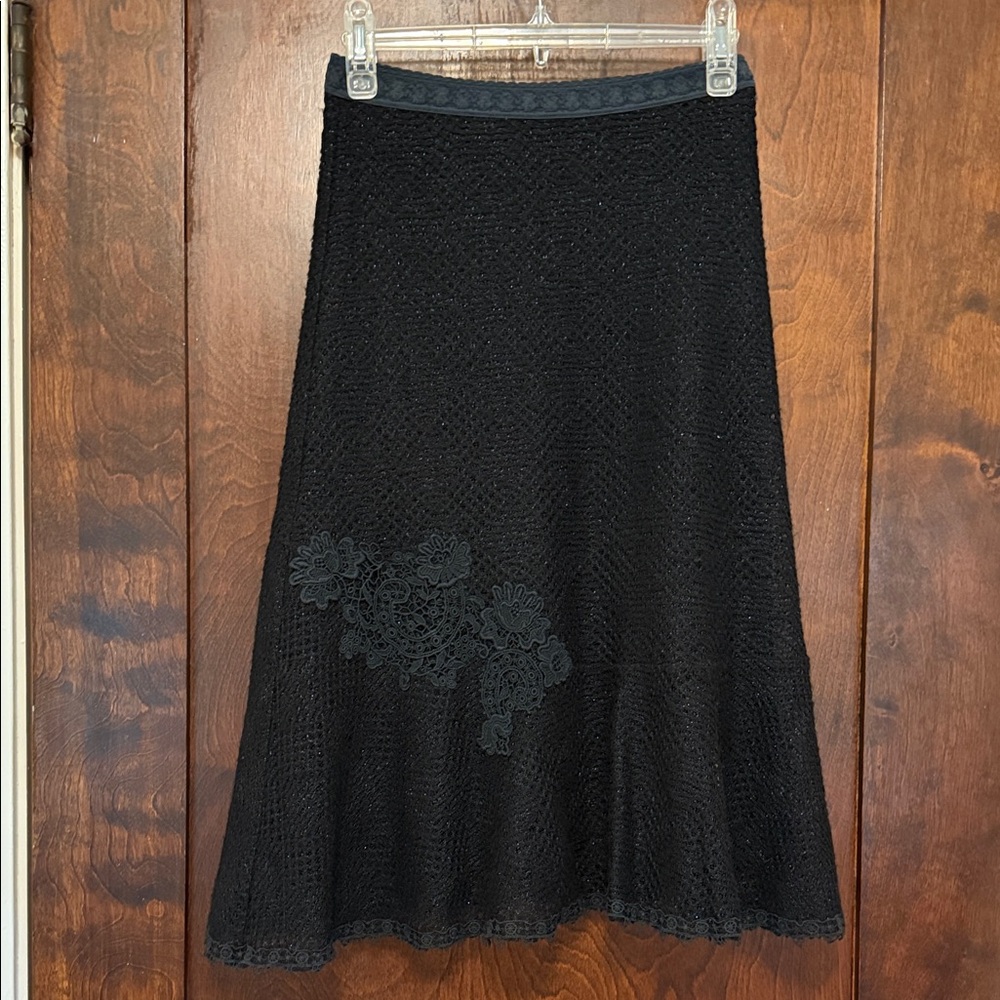 Free People Gorgeous Black Knit Lace Skirt